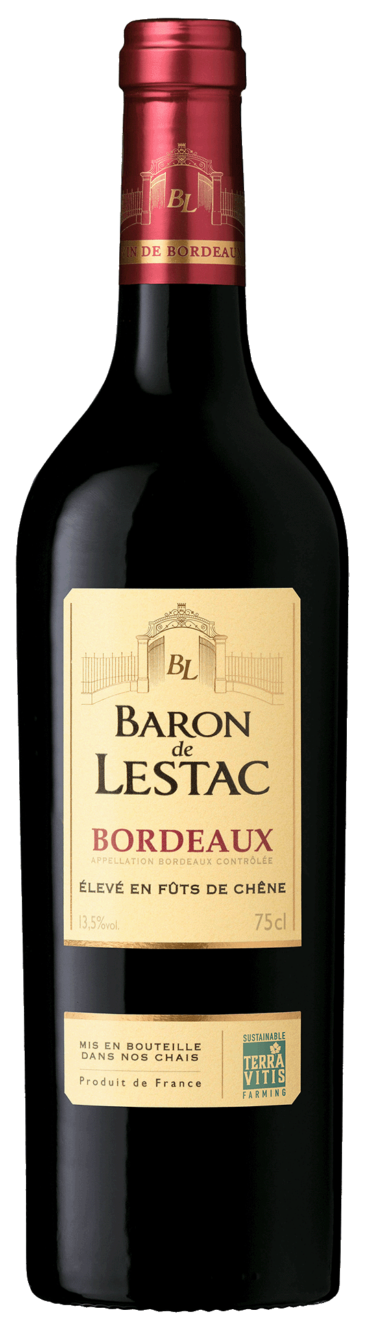 Baron de Lestac red wine bottle